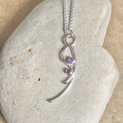 Spinel and Amethyst Angel Necklace