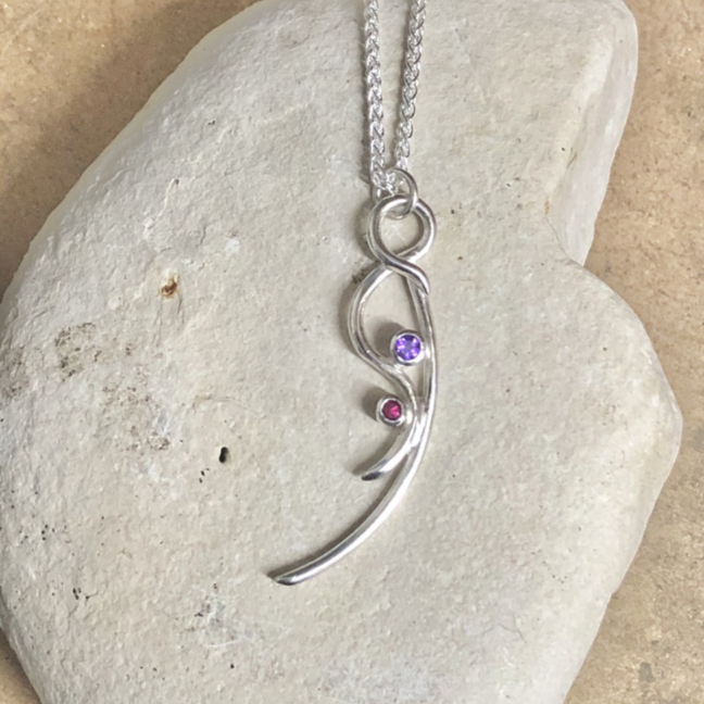 Spinel and Amethyst Angel Necklace